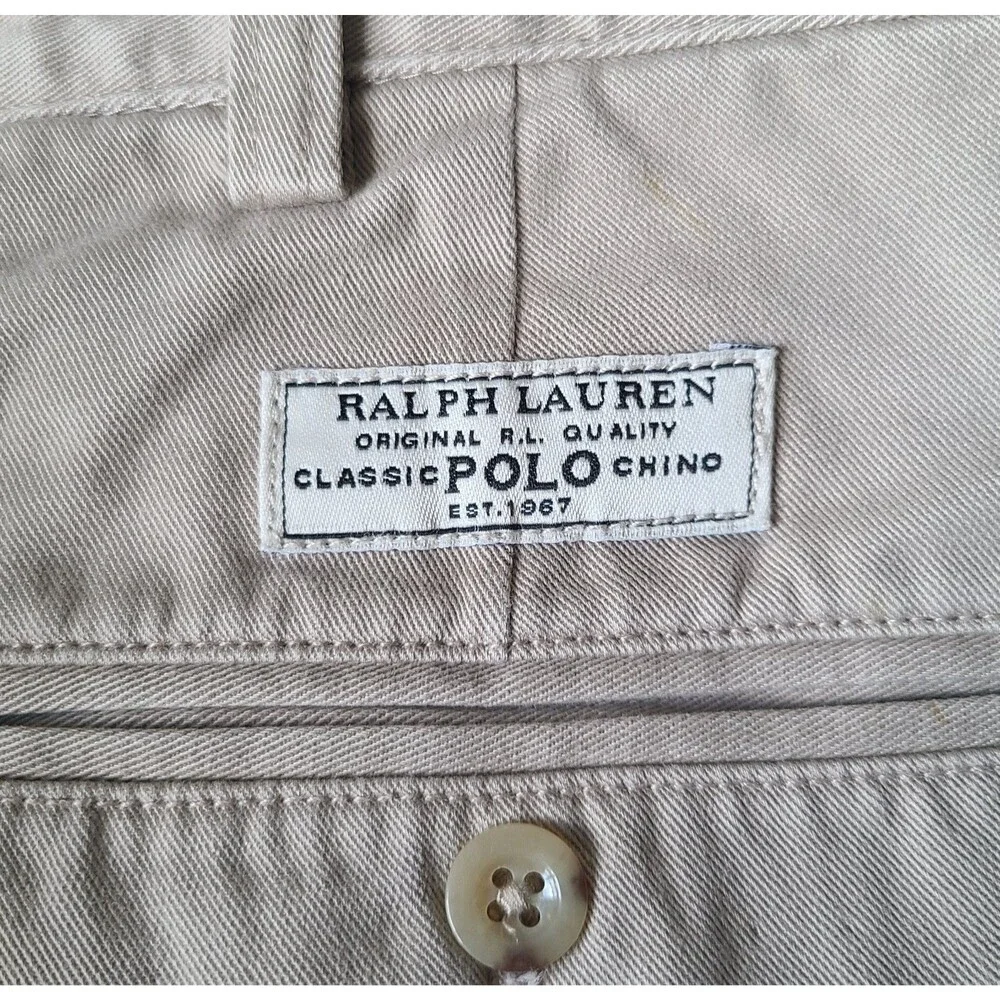 Polo Ralph Lauren Pants Men's 34X30 Beige Chino Classic Pleated Khaki